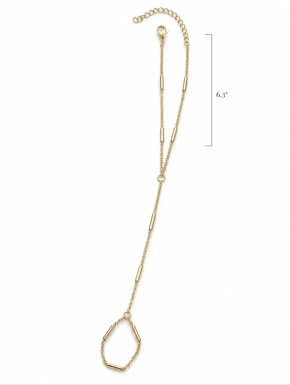 Dainty Gold Bar Hand Chain Bracelet - Minimalist Finger to Wrist Jewelry